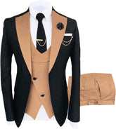 Oswald Glamorous Tan Shawl Lapel Three-Piece Prom Attire for Men
